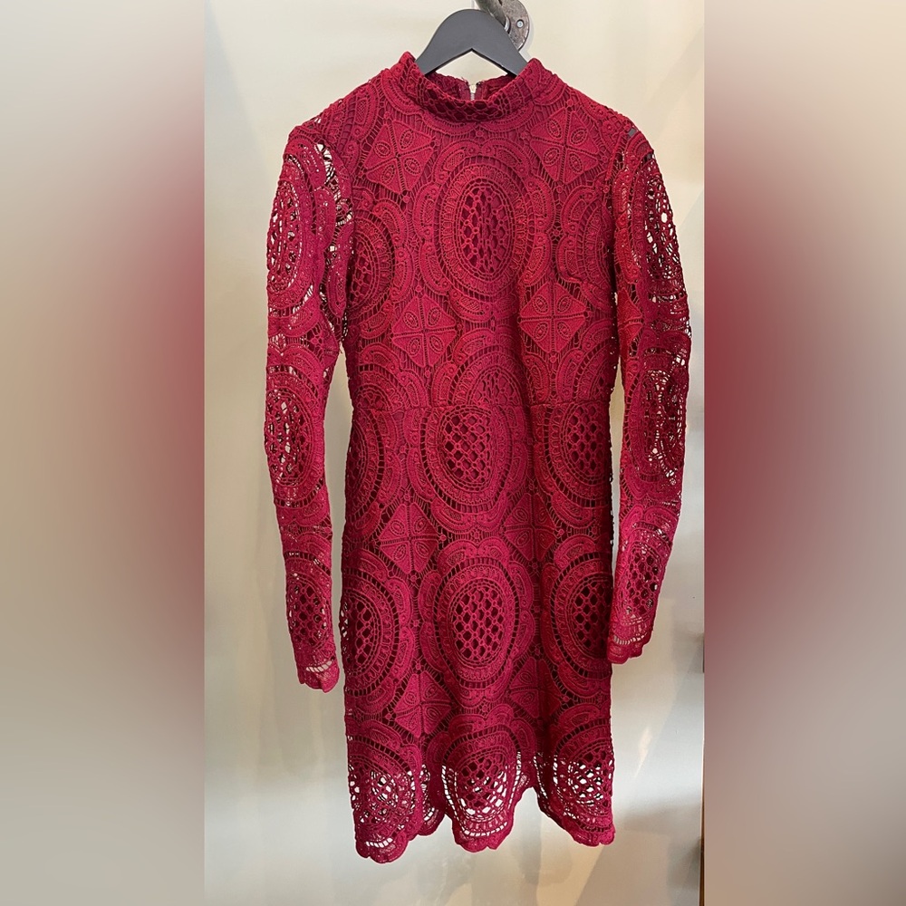 Burgundy Lace long sleeve dress Size Large by HYFEVE